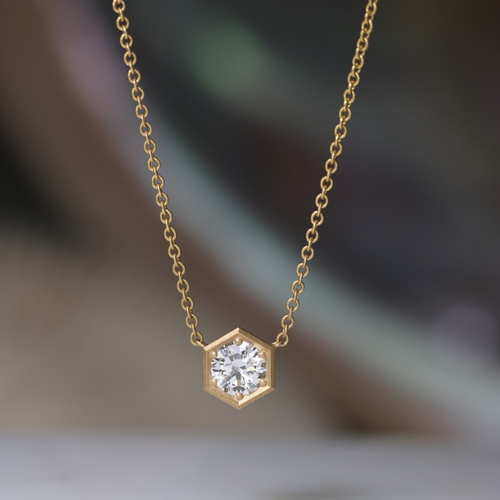 Baxter Moerman Hex Solitaire Necklace  with 1/2 carat Diamond