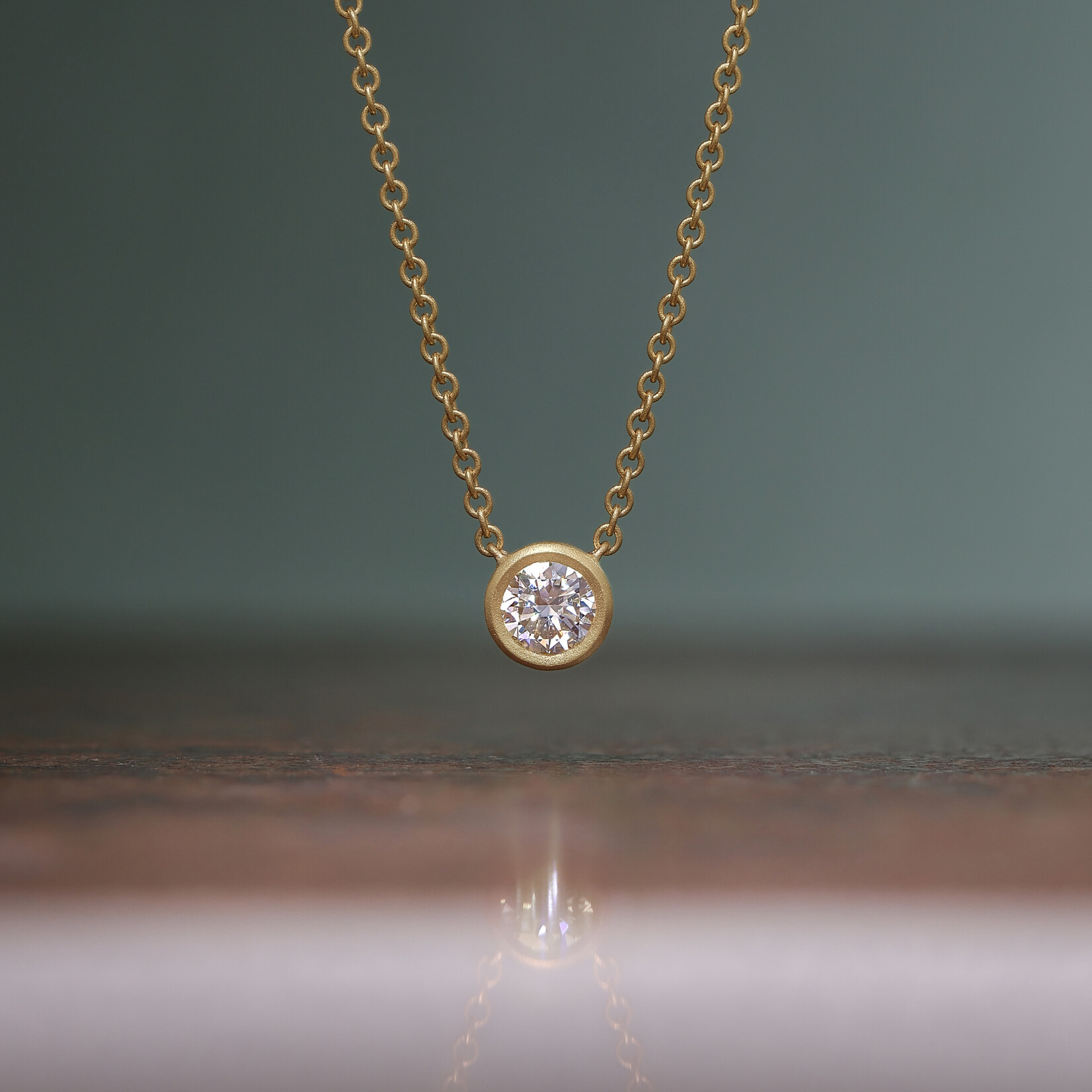 Baxter Moerman 18K Bezel-Set Diamond Solitaire Necklace 3/4ct