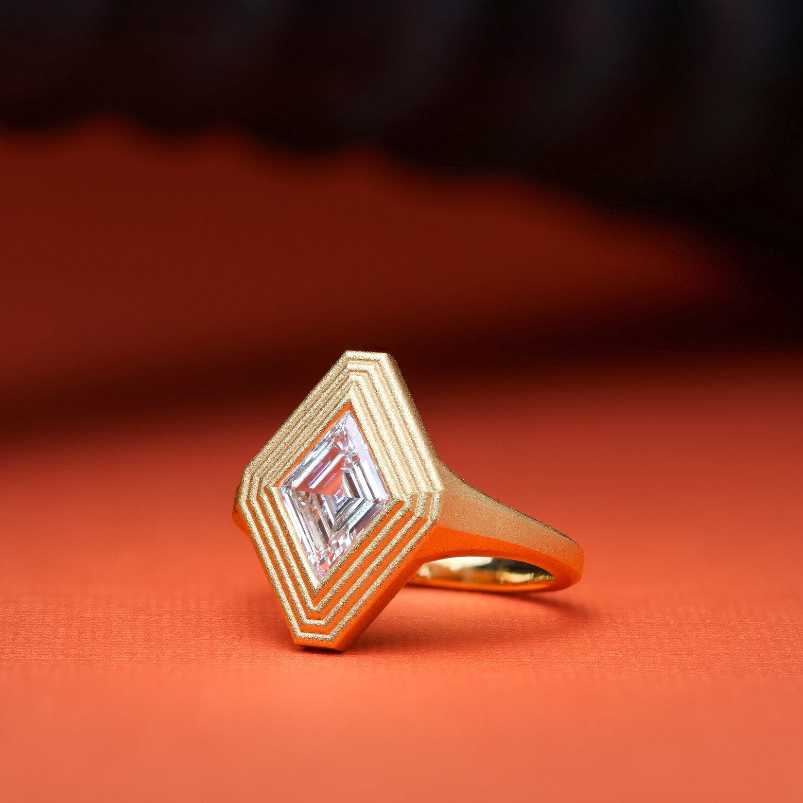 Baxter Moerman Ripple Ring with Lozenge Diamond
