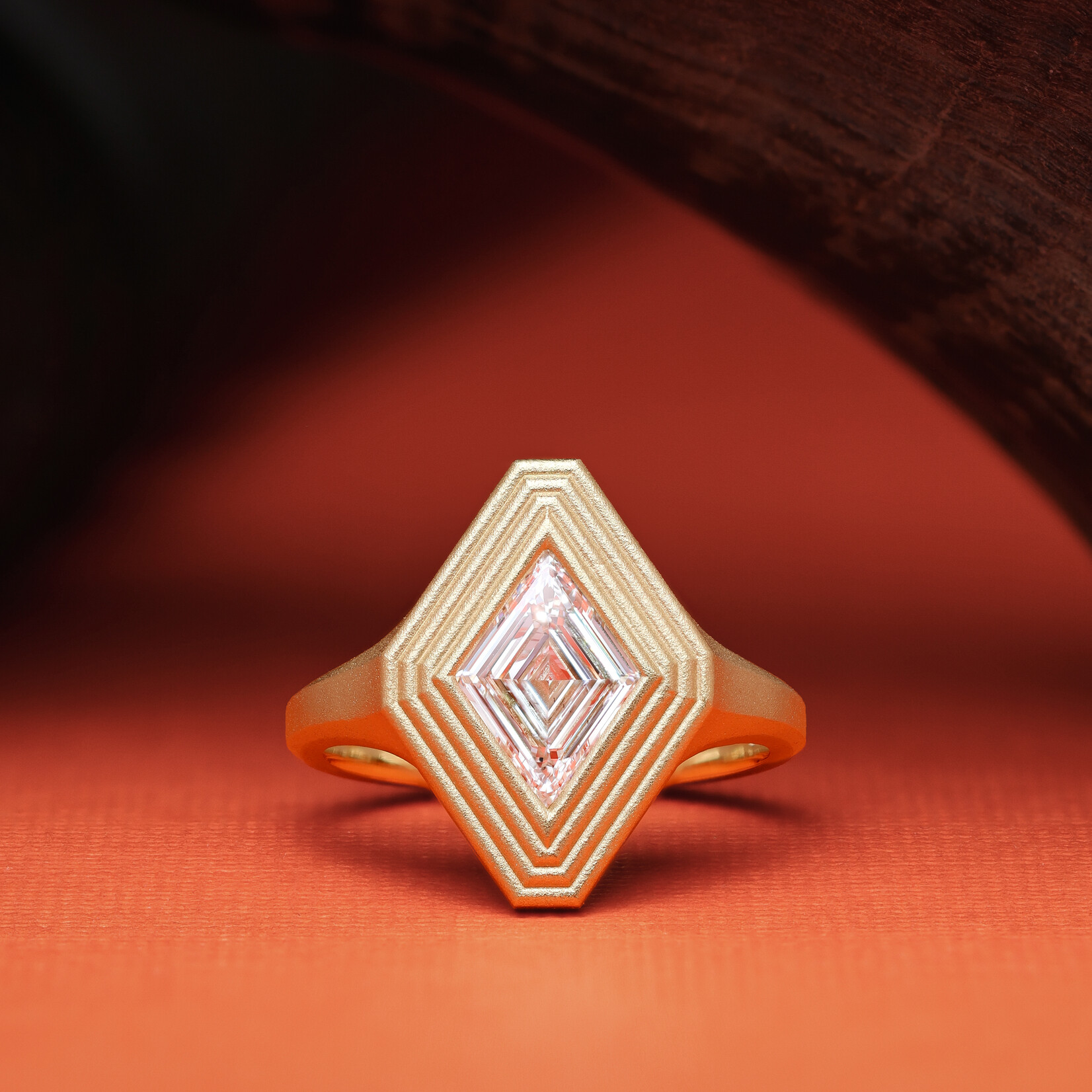 Baxter Moerman Ripple Ring with Lozenge Diamond