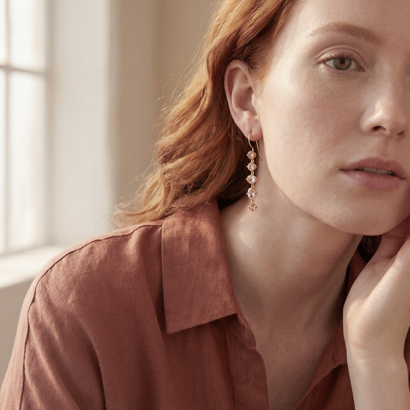 Baxter Moerman Chroma Drop Earrings with Peach Sapphires