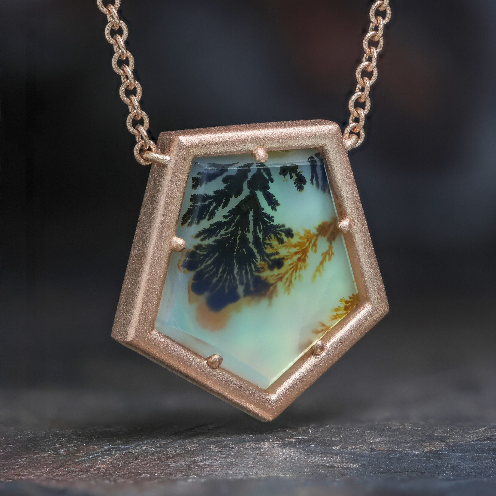 Baxter Moerman Pentagon Dendritic Agate Necklace