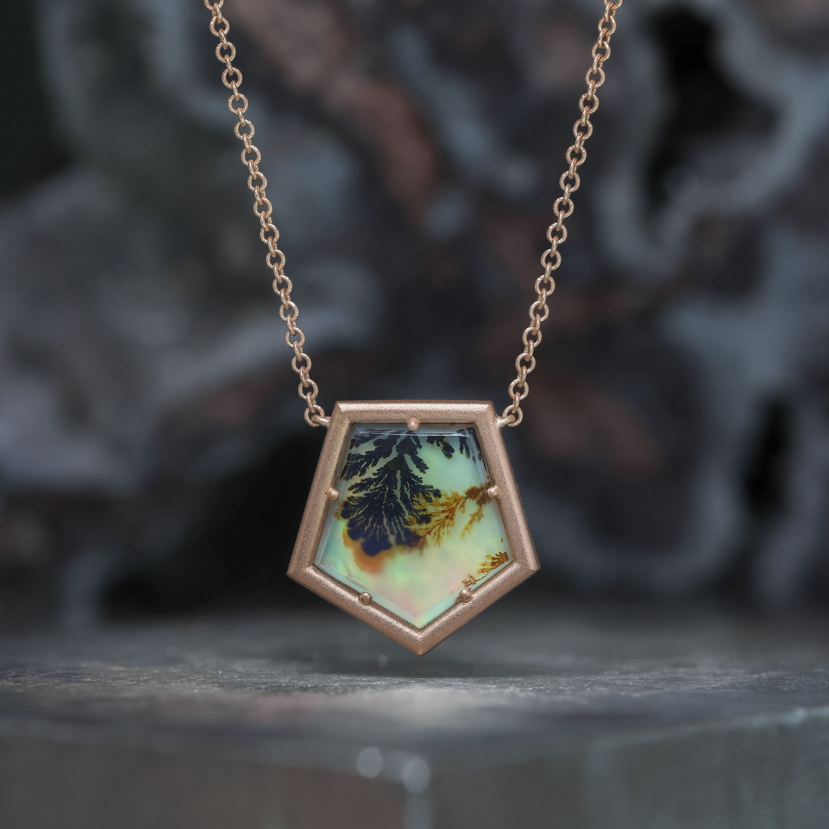 Baxter Moerman Pentagon Dendritic Agate Necklace