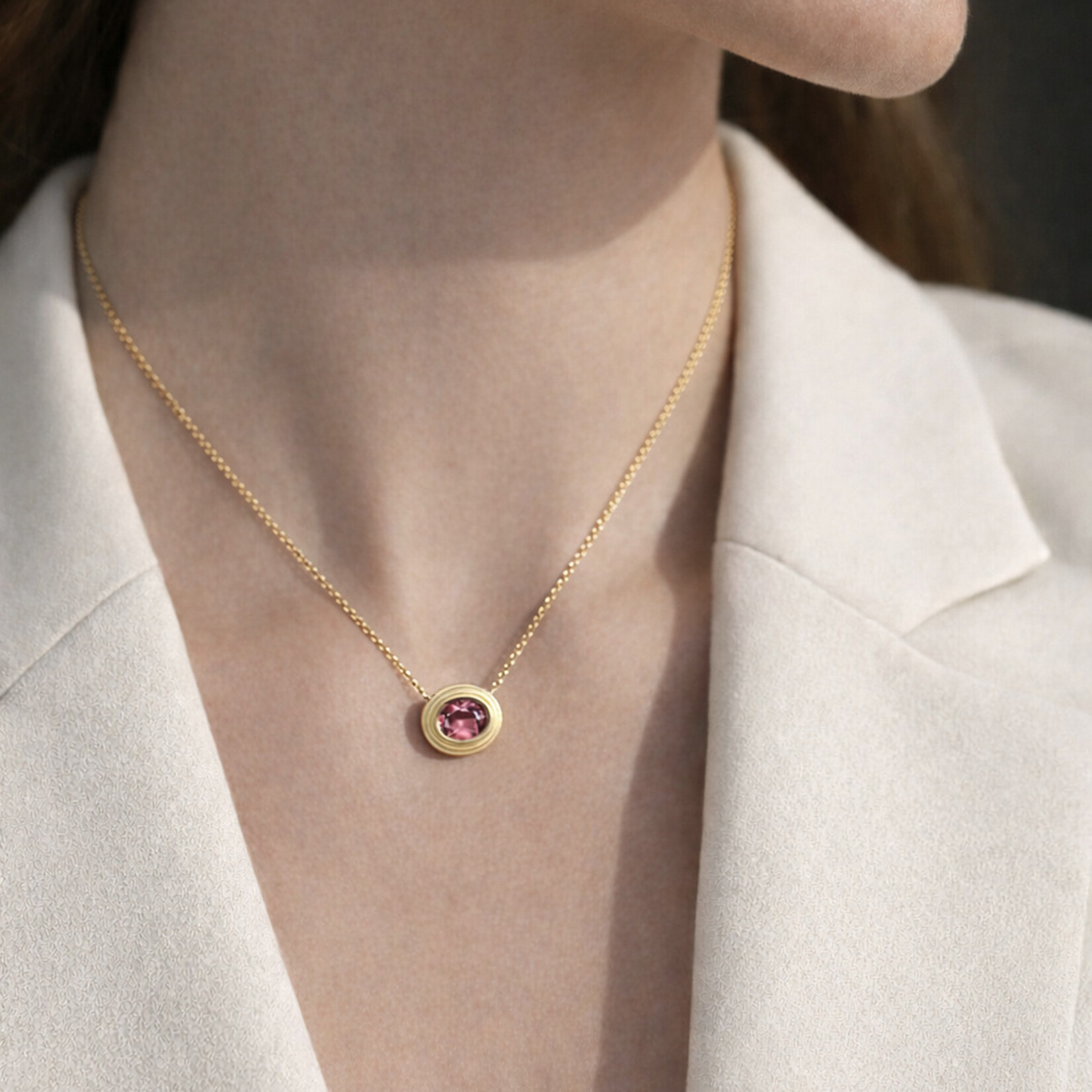 Baxter Moerman Ripple Necklace with 1.69ct Pink Tourmaline
