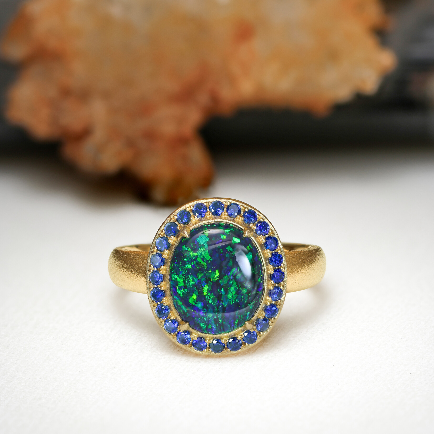 Baxter Moerman Alexis Ring with Black Opal and Sapphires