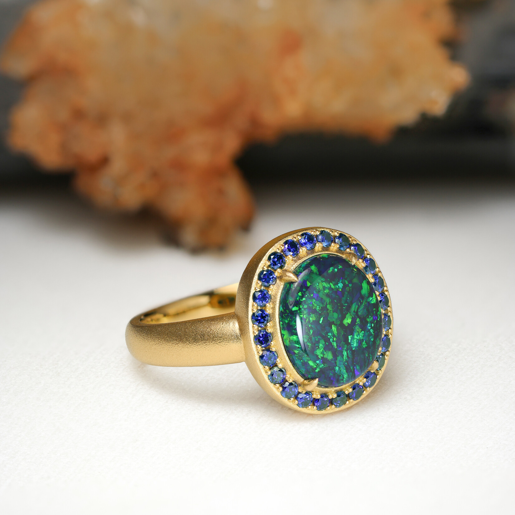 Baxter Moerman Alexis Ring with Black Opal and Sapphires