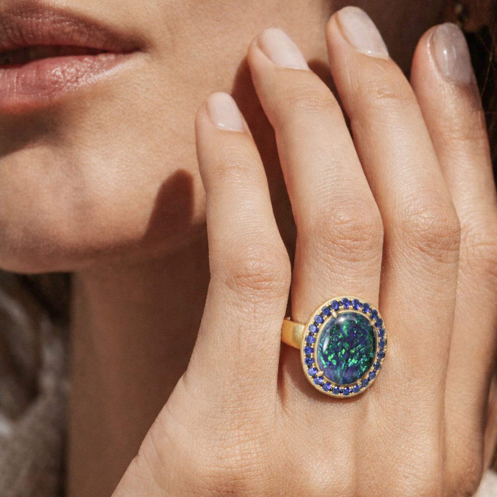 Baxter Moerman Alexis Ring with Black Opal and Sapphires
