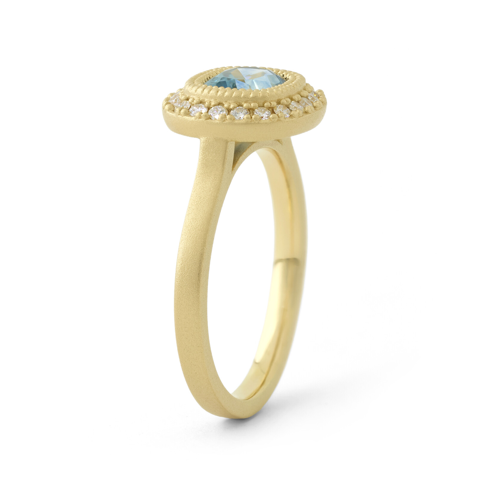 Baxter Moerman Halo Ring with Montana Sapphire