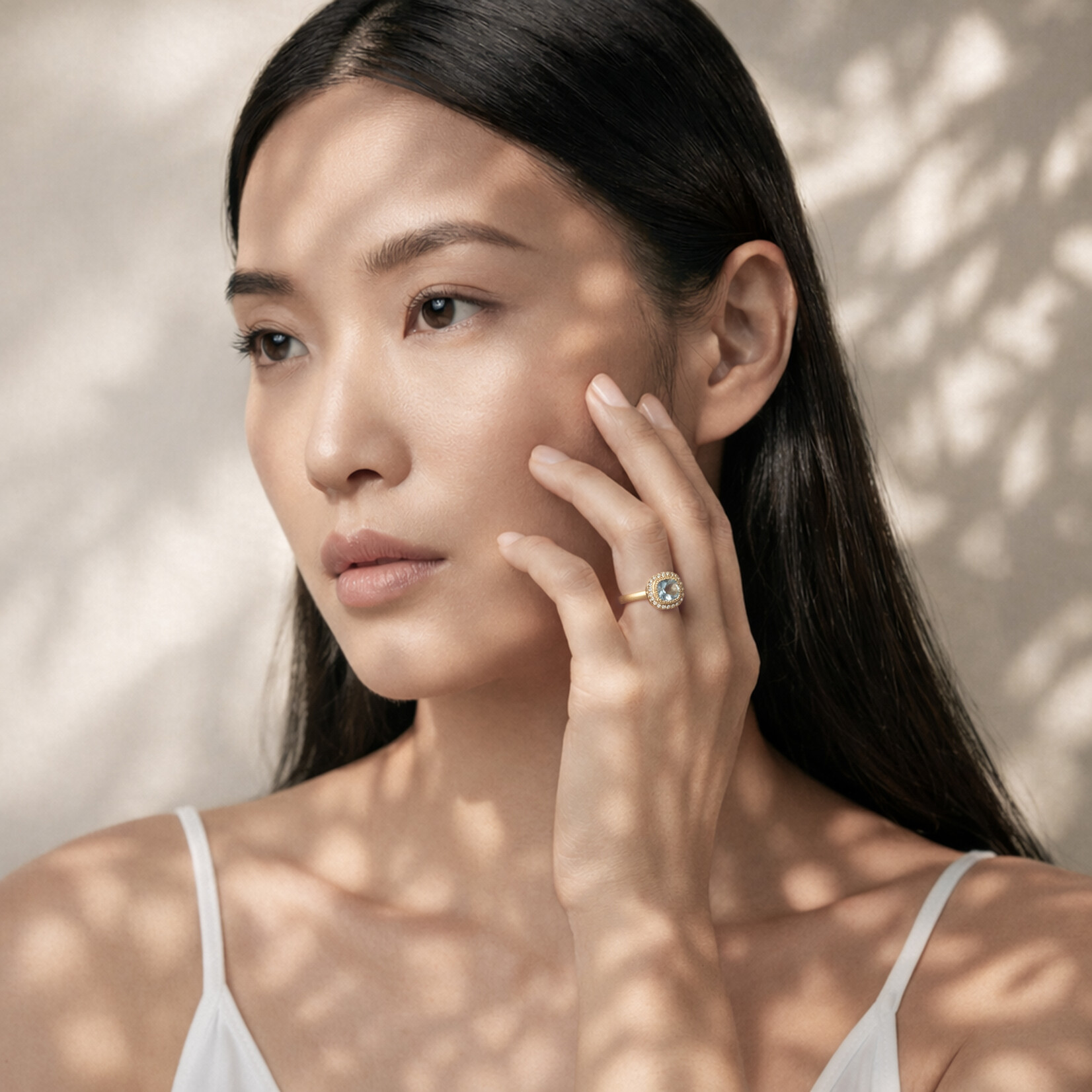 Baxter Moerman Halo Ring with Montana Sapphire