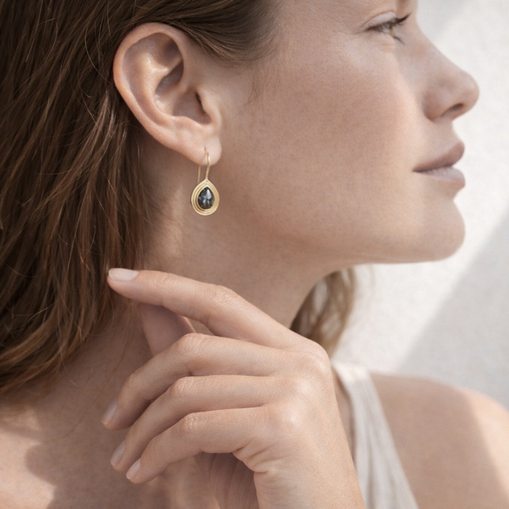 Baxter Moerman Ripple Drop Earrings with Rose Cut Black Diamonds