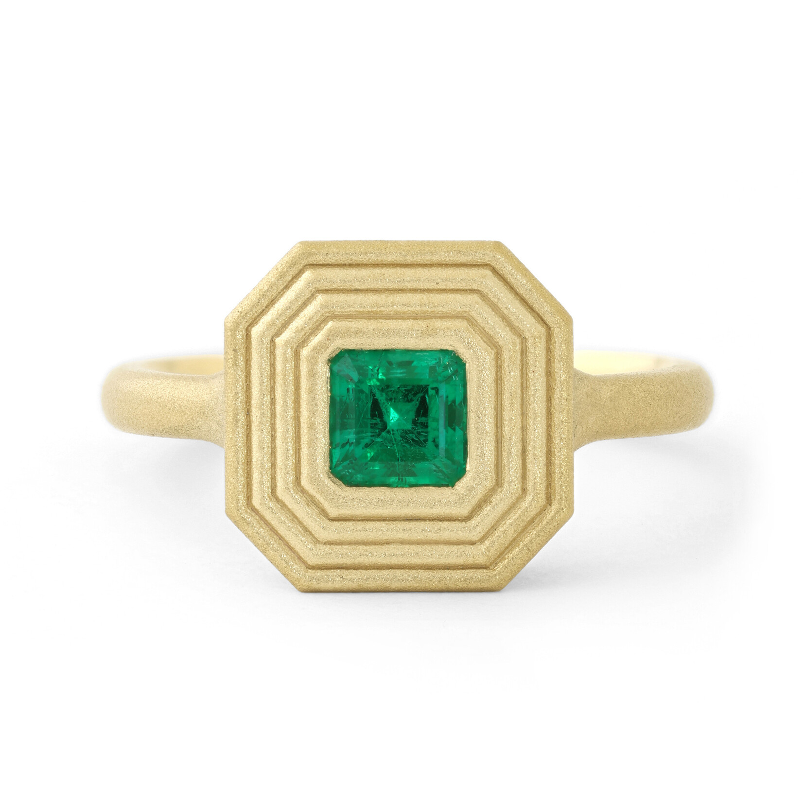 Baxter Moerman Ripple Ring with Emerald