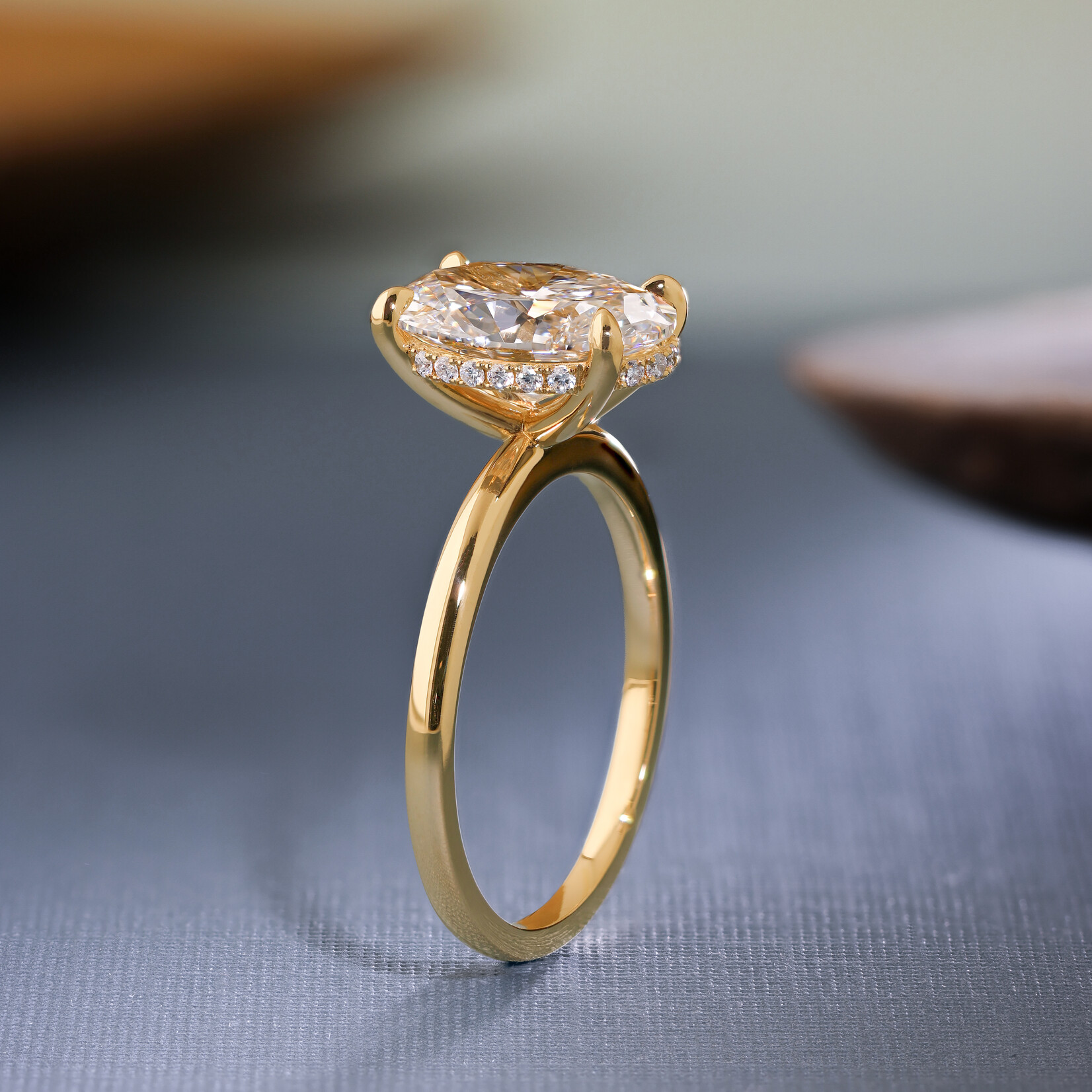 Baxter Moerman Chelsea Ring with Oval Lab Diamond and Hidden Halo