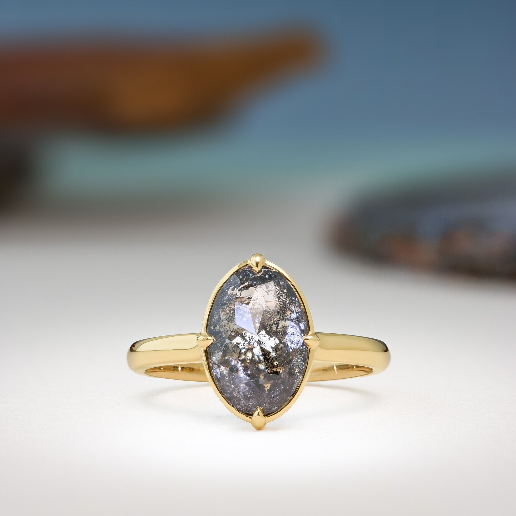 Baxter Moerman Quinn Ring with Salt & Pepper Rose Cut Diamond