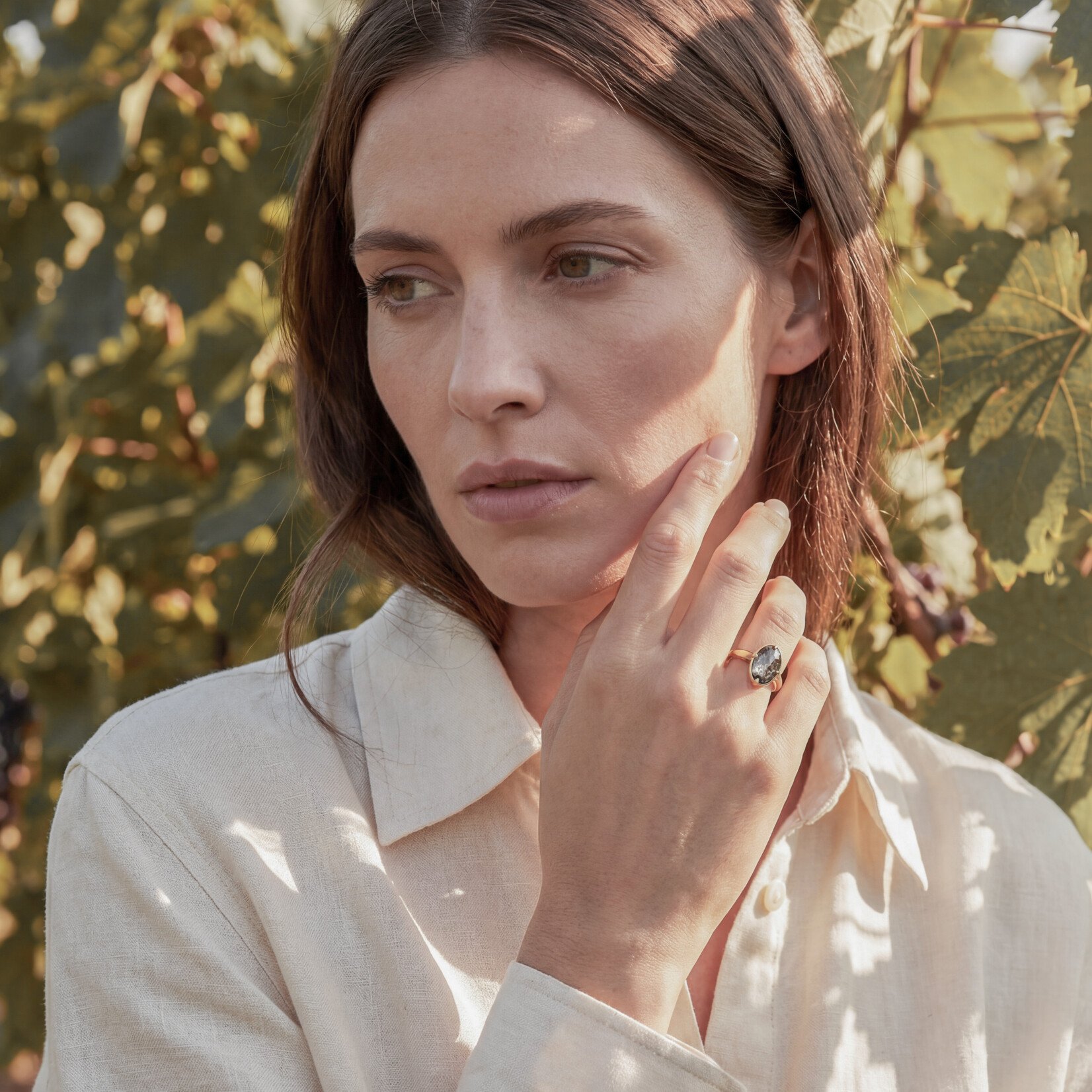 Baxter Moerman Quinn Ring with Salt & Pepper Rose Cut Diamond