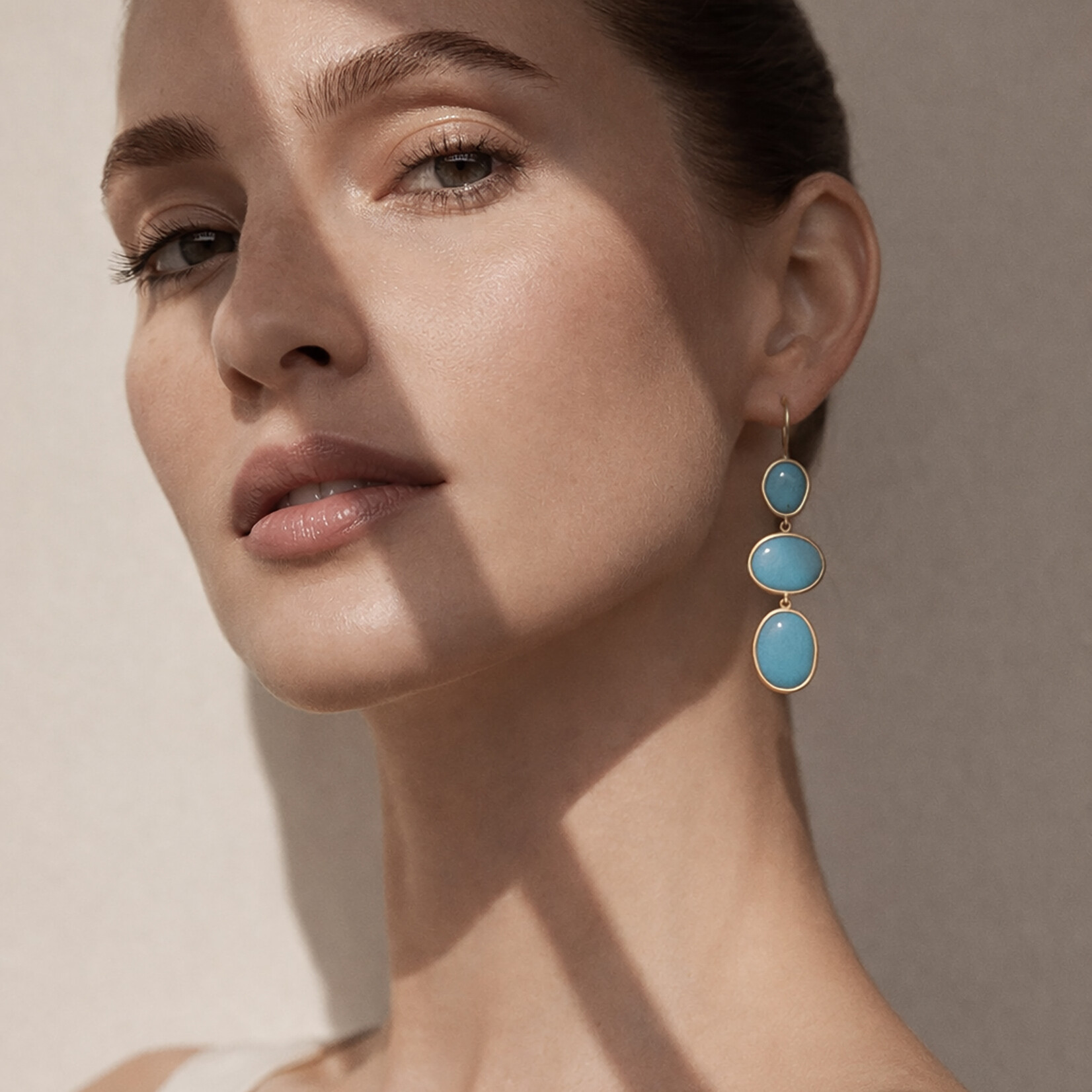 Baxter Moerman Sleeping Beauty Turquoise  3 Stone Drop Earrings