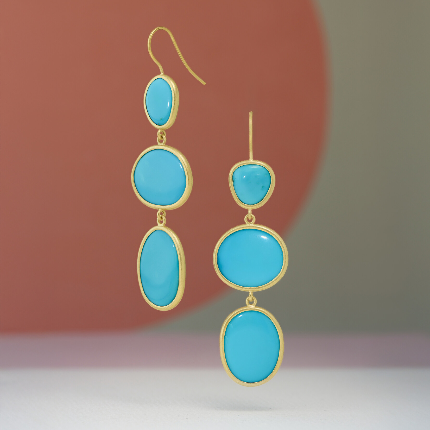 Baxter Moerman Sleeping Beauty Turquoise  3 Stone Drop Earrings