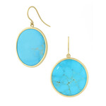 Baxter Moerman Sleeping Beauty Turquoise  Organic Drop Earrings, 18K
