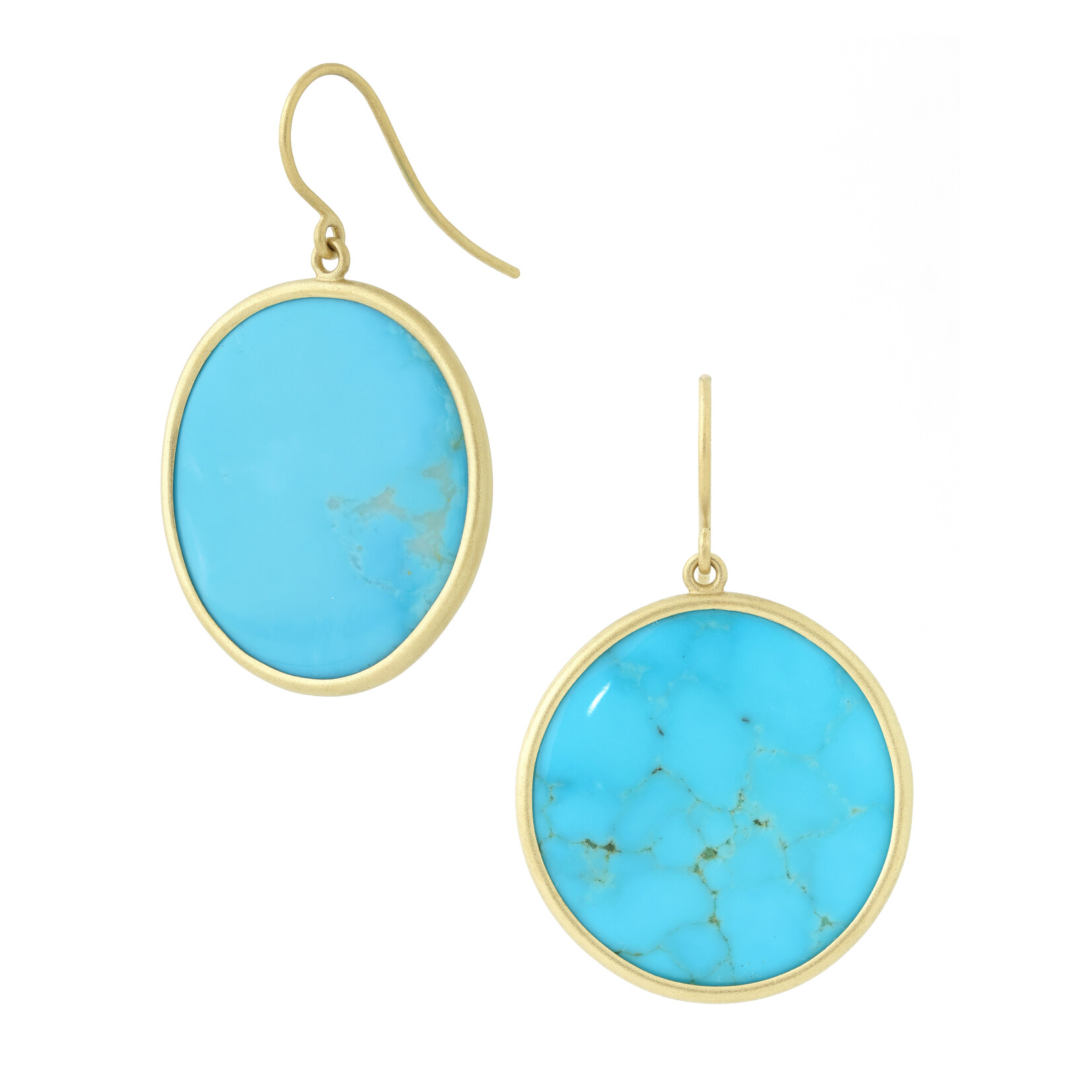 Baxter Moerman Sleeping Beauty Turquoise  Organic Drop Earrings, 18K