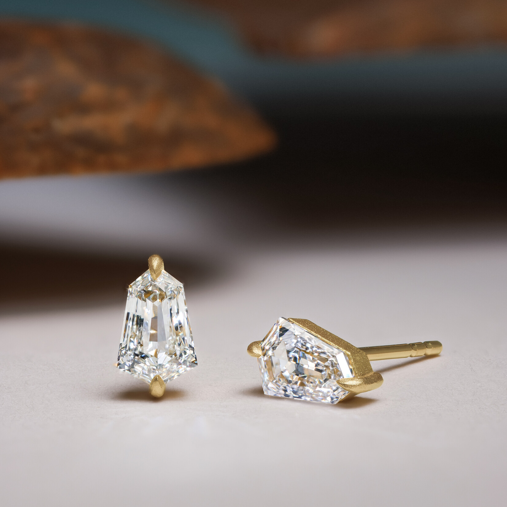 Kite Cut Diamond Stud Earrings - 1.03ctw