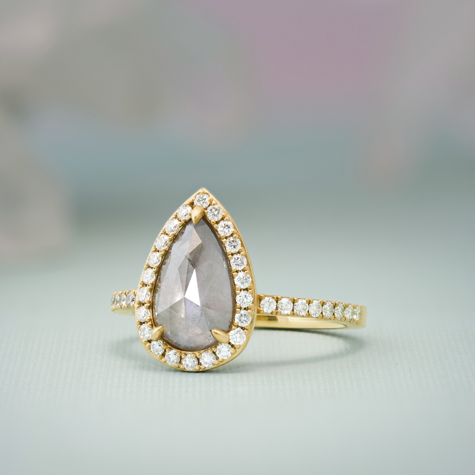 Baxter Moerman Halo Ring with Grey Diamond