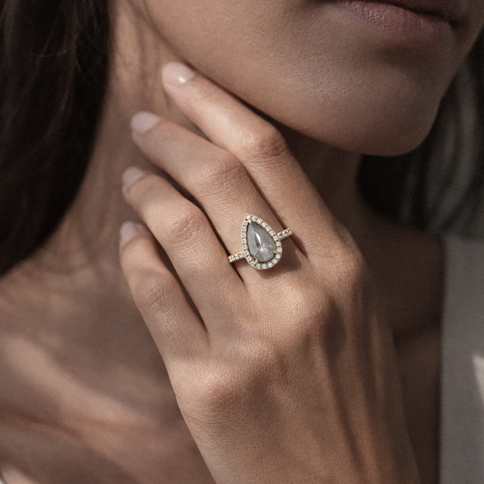 Baxter Moerman Halo Ring with Grey Diamond