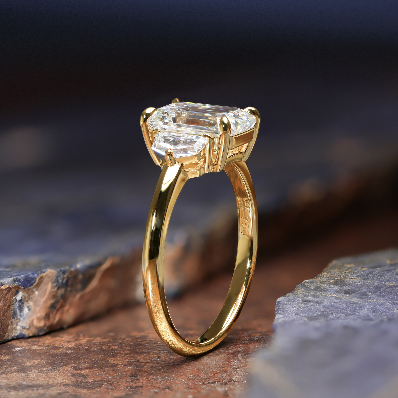Baxter Moerman Penelope Ring with Emerald Cut Lab Diamond and Cadillac Side Diamonds