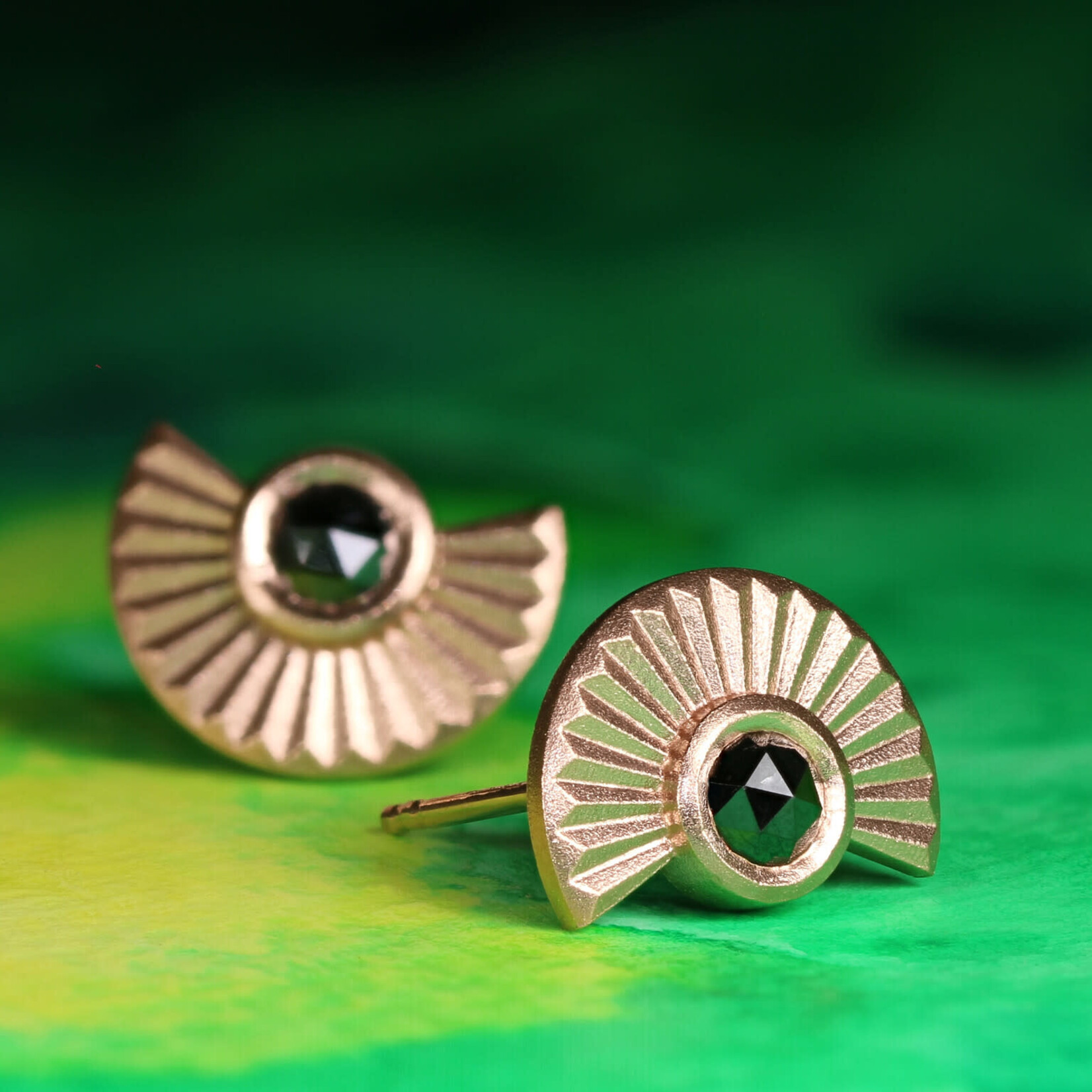 Baxter Moerman Phoenix Stud Earrings with 4mm Rose Cut Black Diamonds