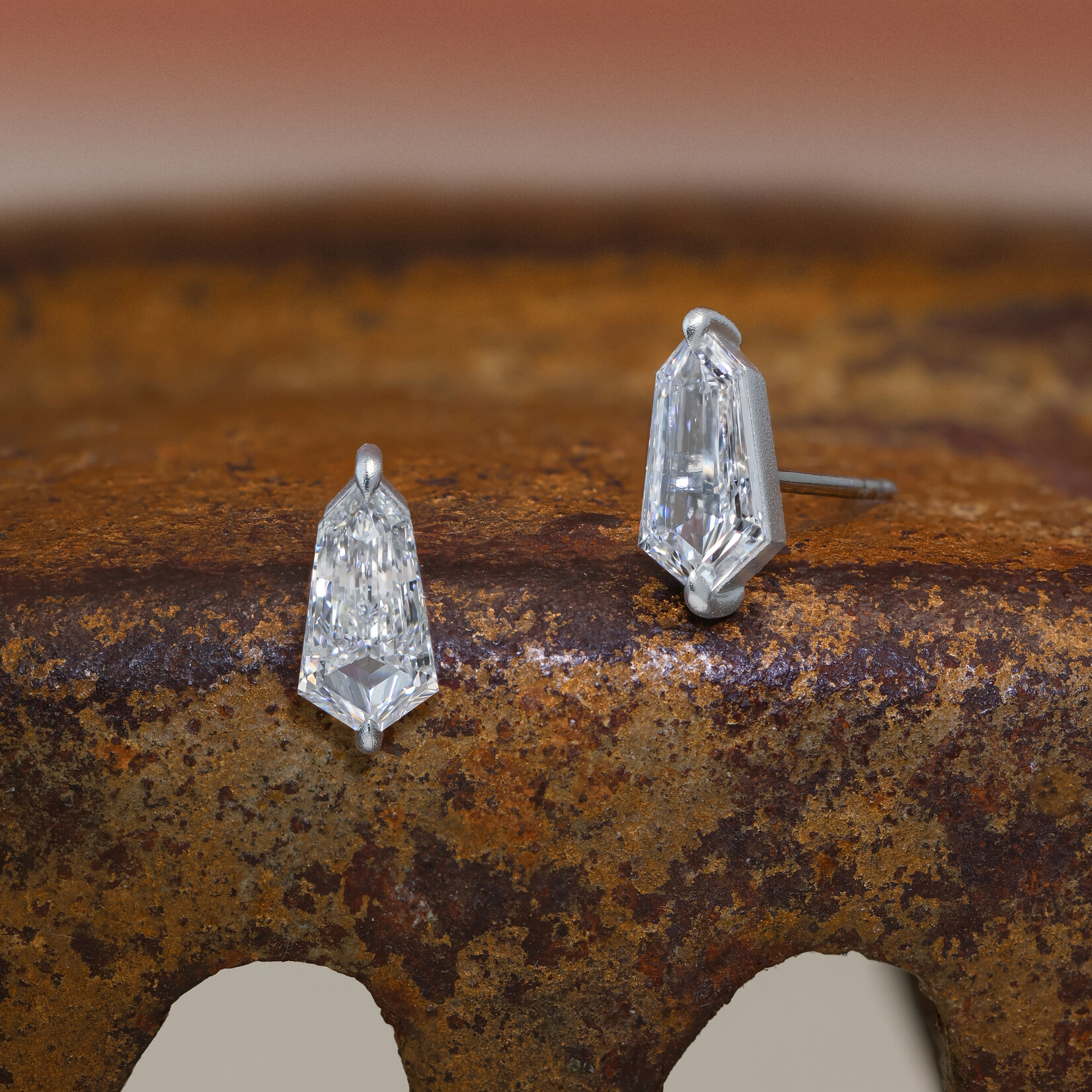 Kite Cut Diamond Stud Earrings - 1.32ctw