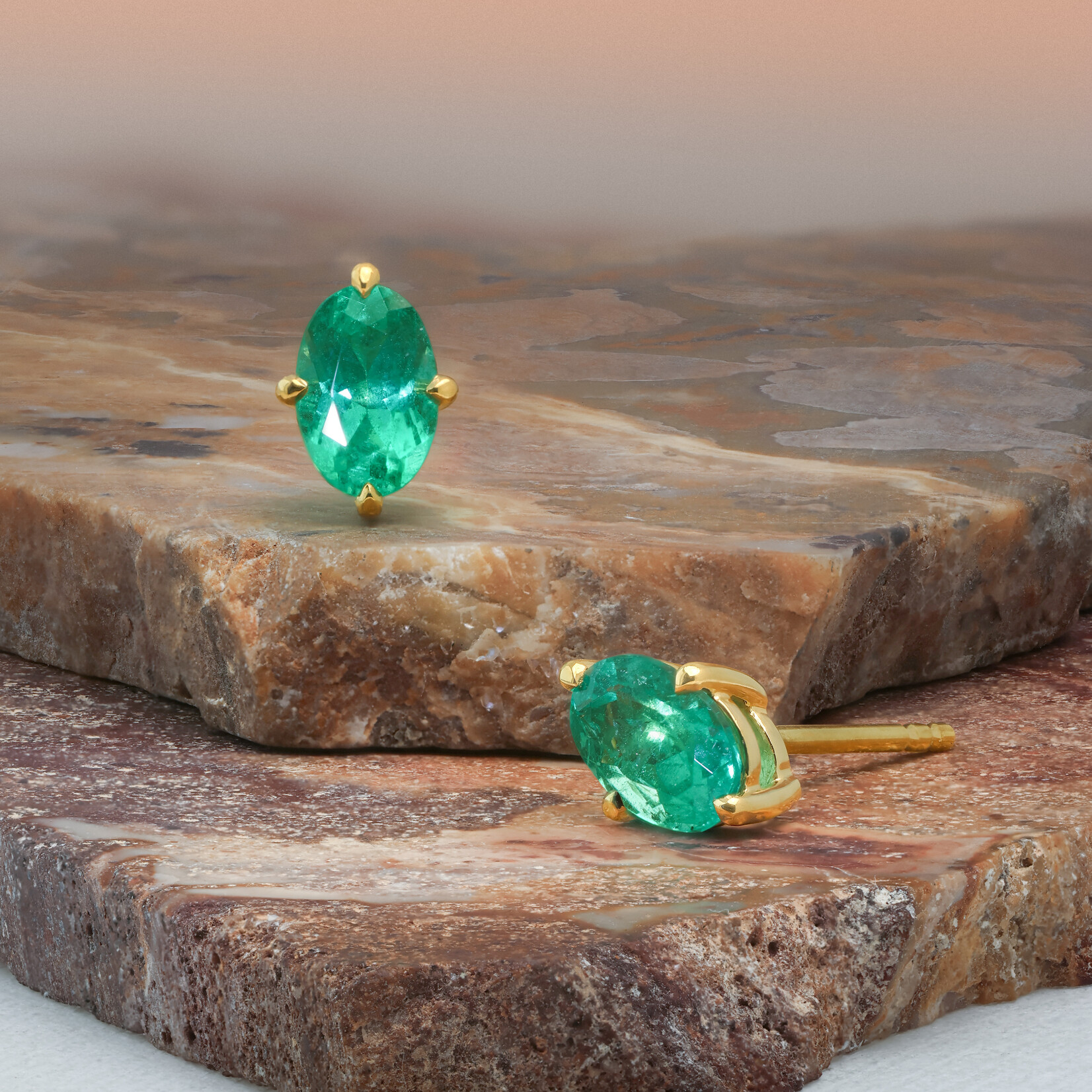 Baxter Moerman Isla Studs  with Oval Cut Emeralds
