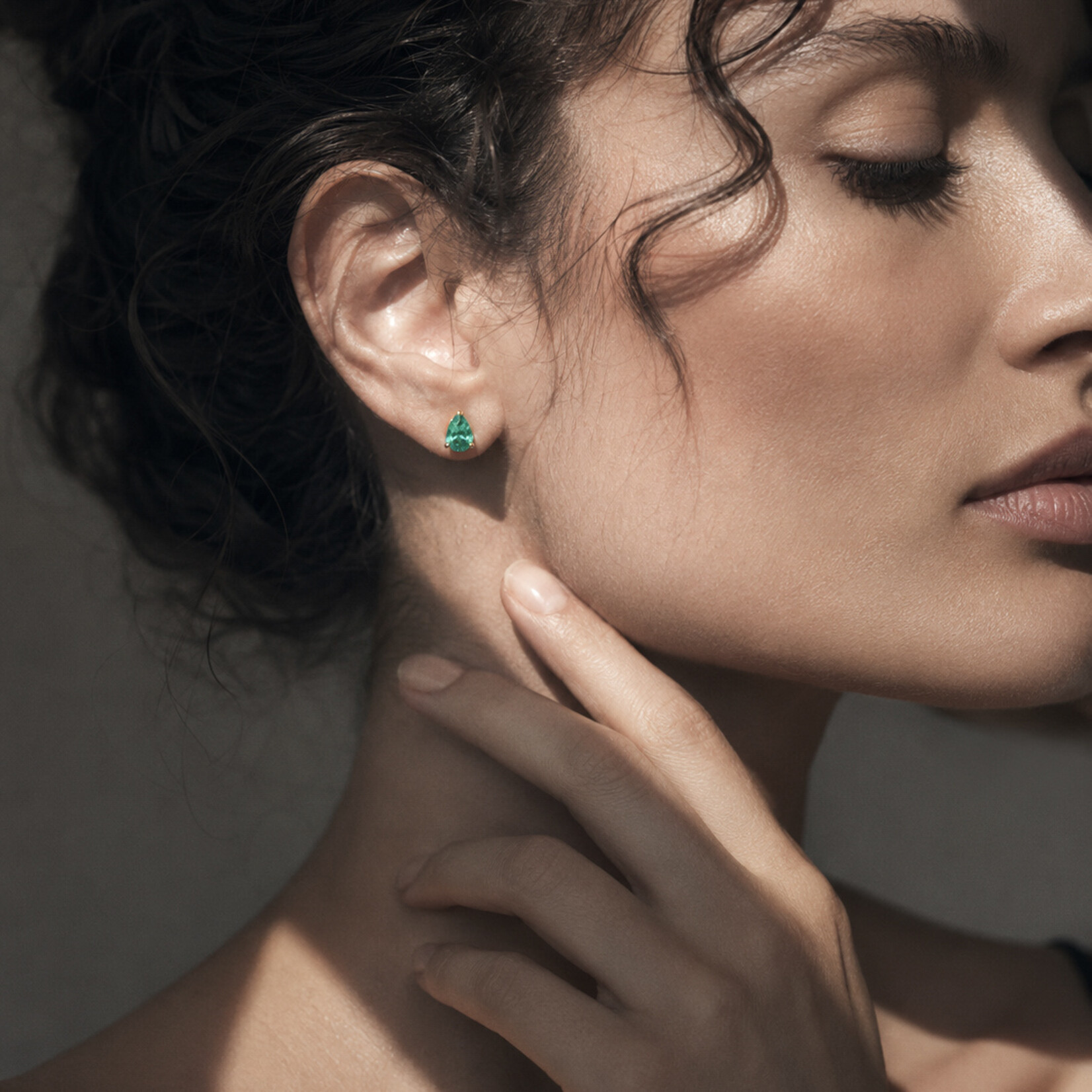 Baxter Moerman Isla Studs with Pear Cut Emeralds