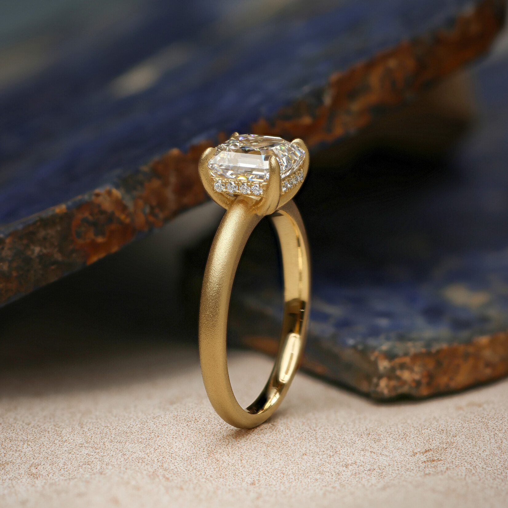 Baxter Moerman Aiko Ring with Lab Grown Asscher Diamond and Hidden Halo