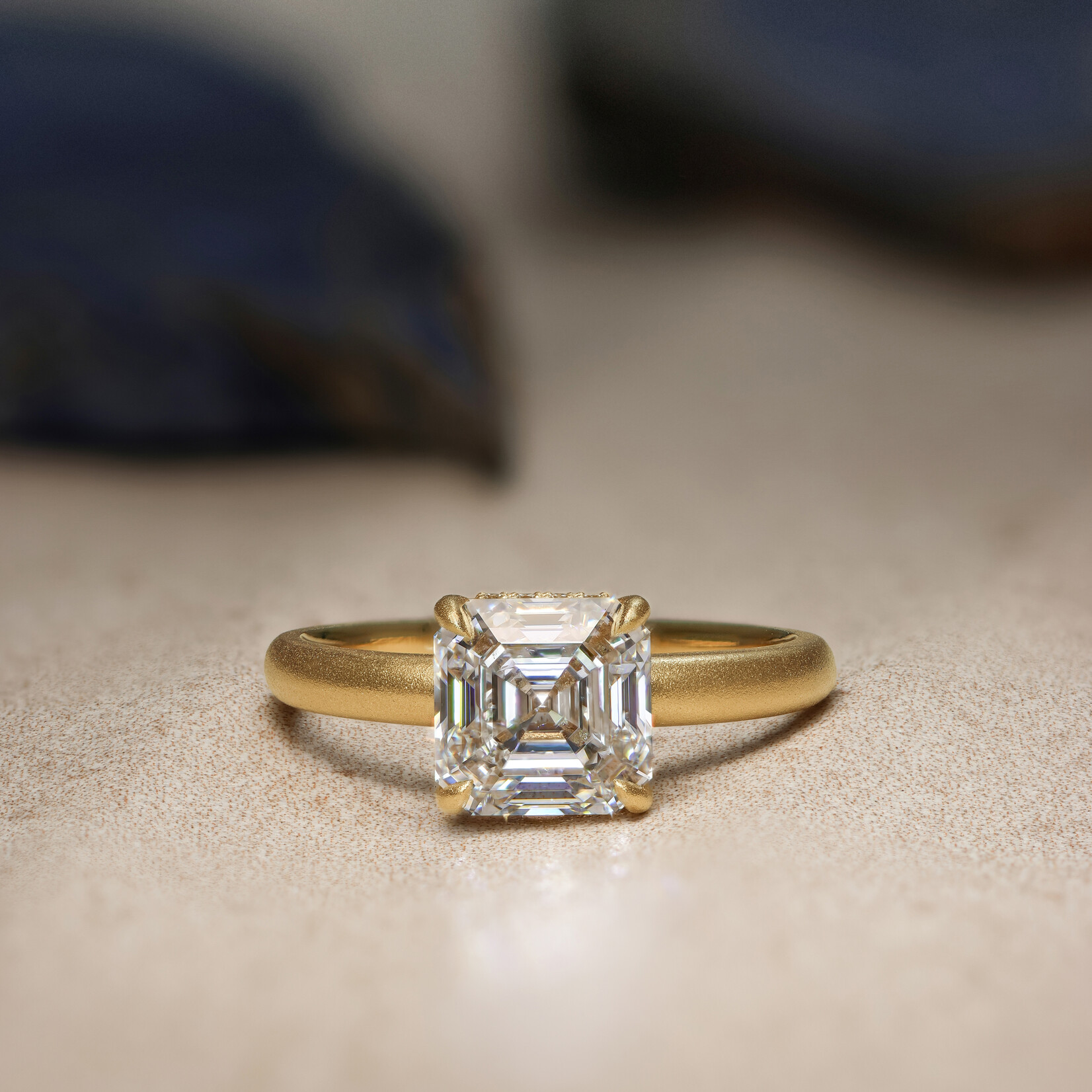 Baxter Moerman Aiko Ring with Lab Grown Asscher Diamond and Hidden Halo