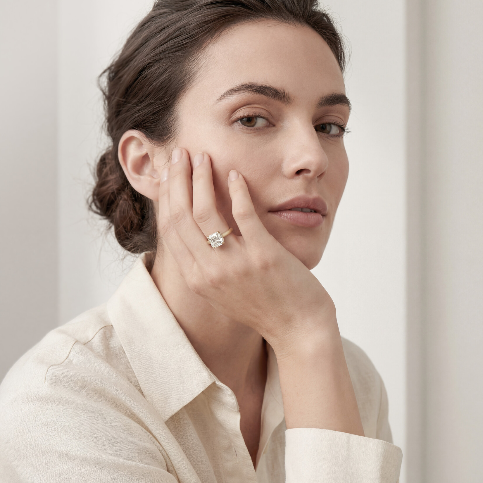 Baxter Moerman Aiko Ring with Lab Grown Asscher Diamond and Hidden Halo
