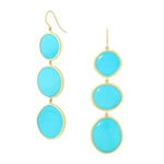 Baxter Moerman Sleeping Beauty Turquoise  3-Stone Drop Earrings, 18KY