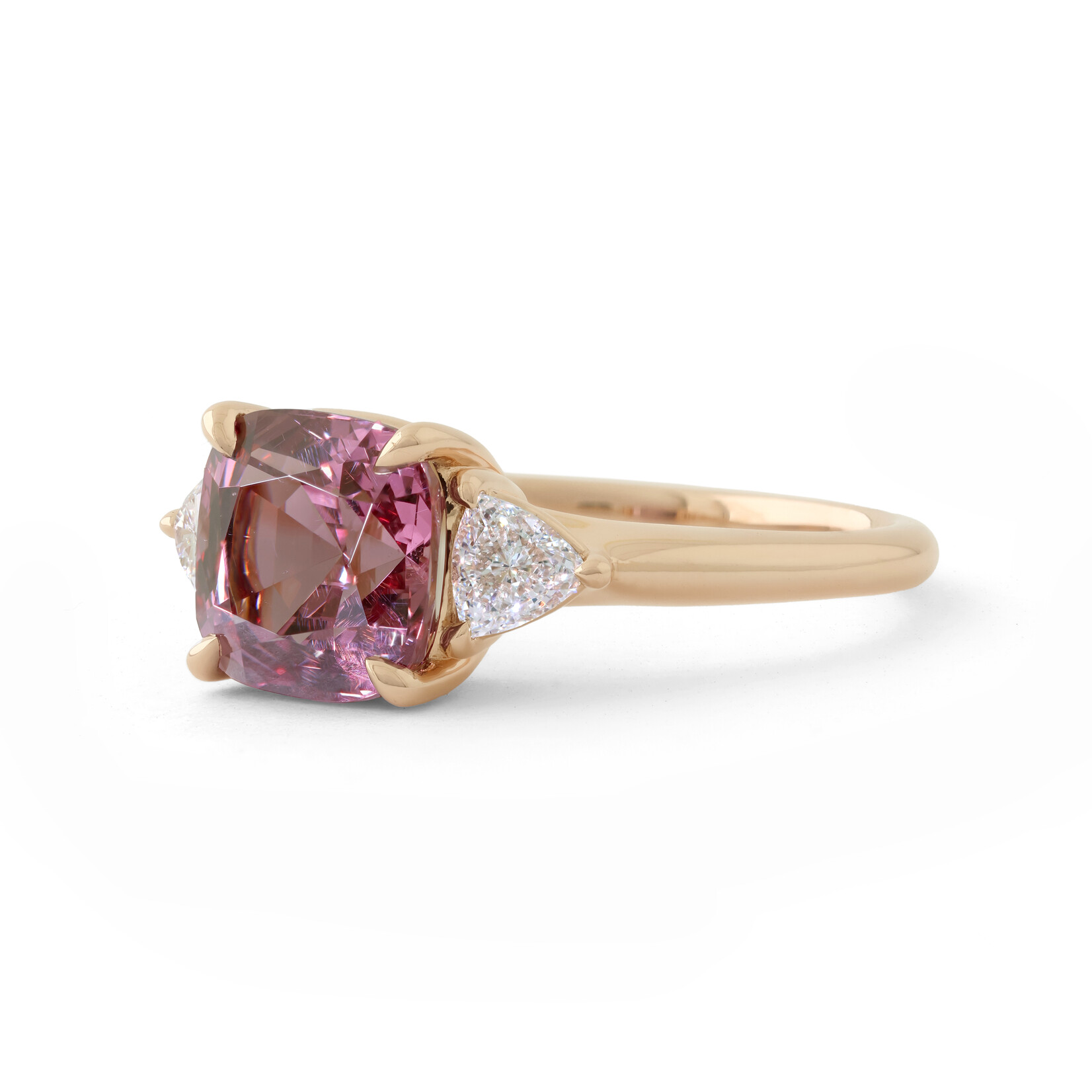 Baxter Moerman Penelope Ring with Malaya Garnet and Trillion Diamond