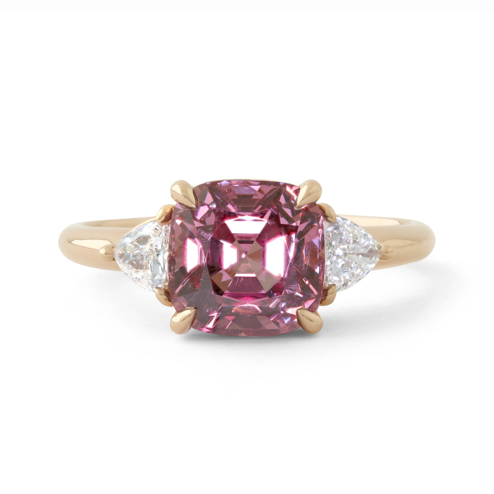 Baxter Moerman Penelope Ring with Malaya Garnet and Trillion Diamond