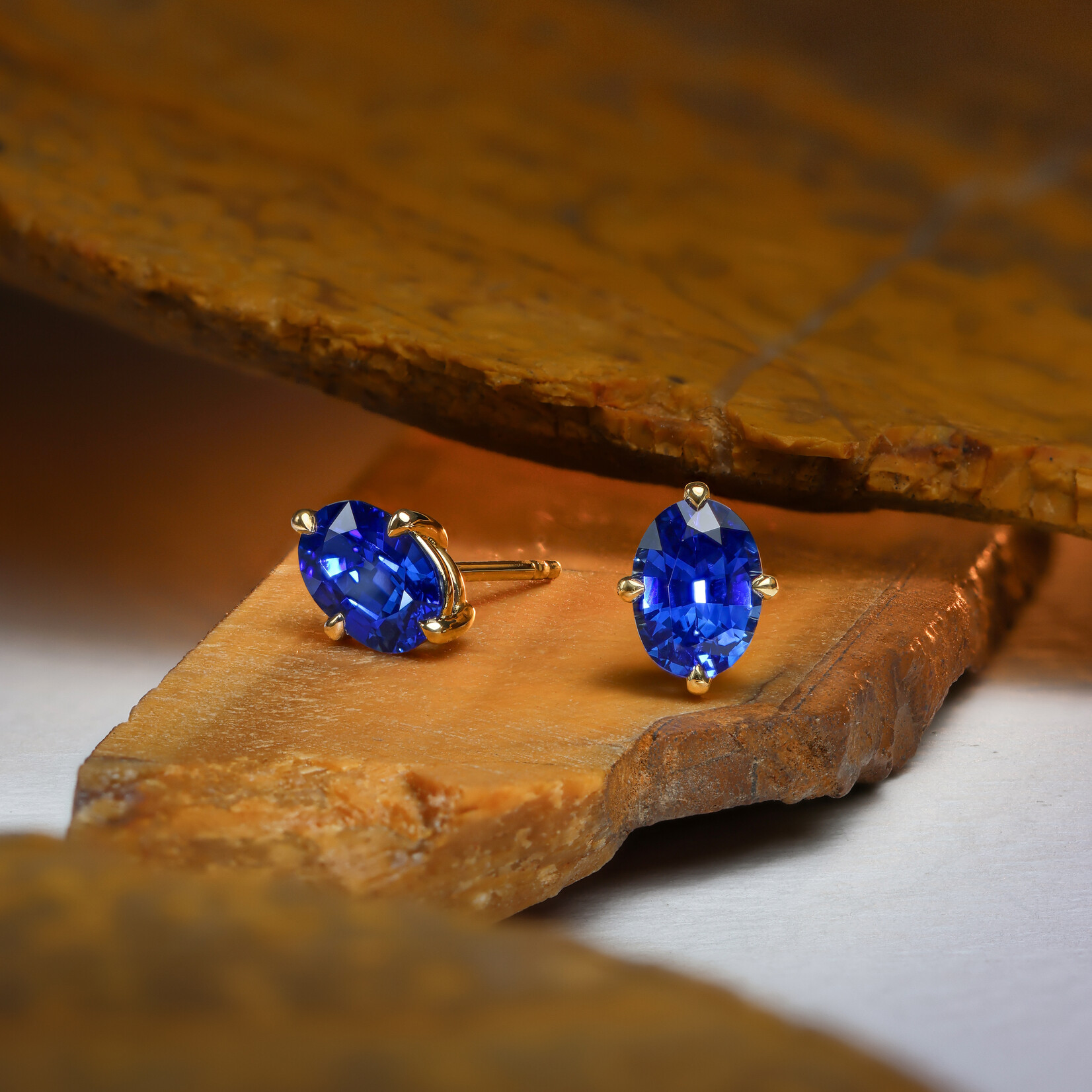 Baxter Moerman Isla Studs with Oval Blue Sapphires