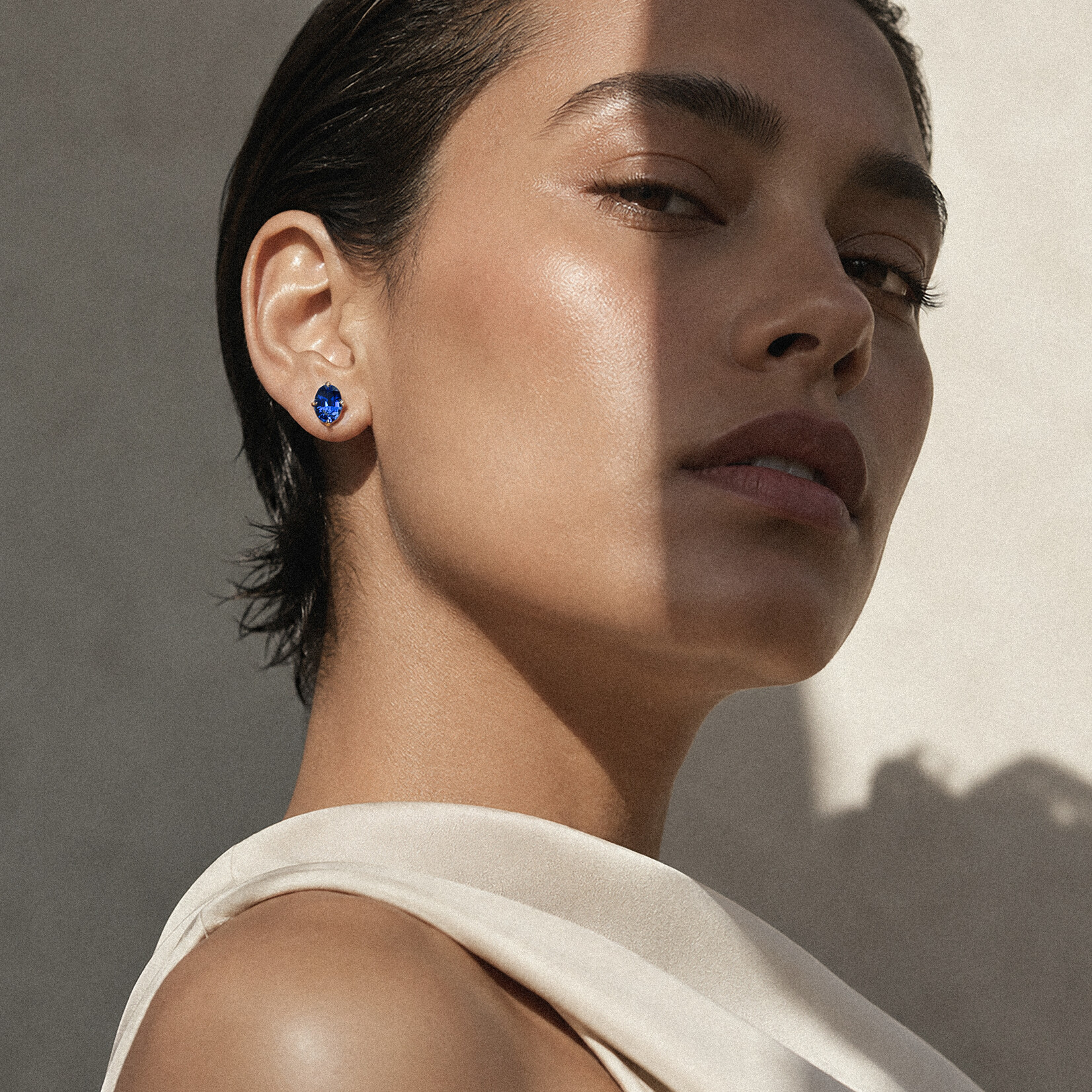 Baxter Moerman Isla Studs with Oval Blue Sapphires