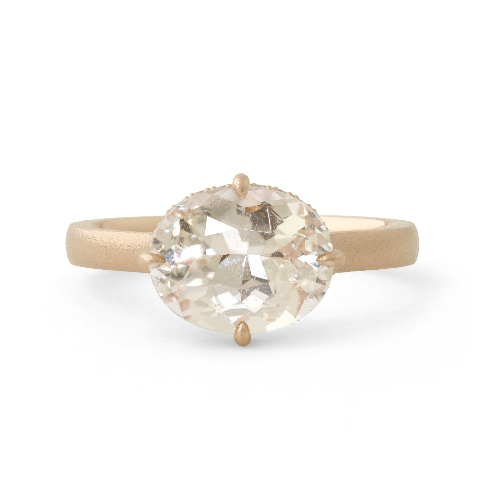 Baxter Moerman Peach Sapphire Ring with 3.62ct Sapphire & Hidden Halo