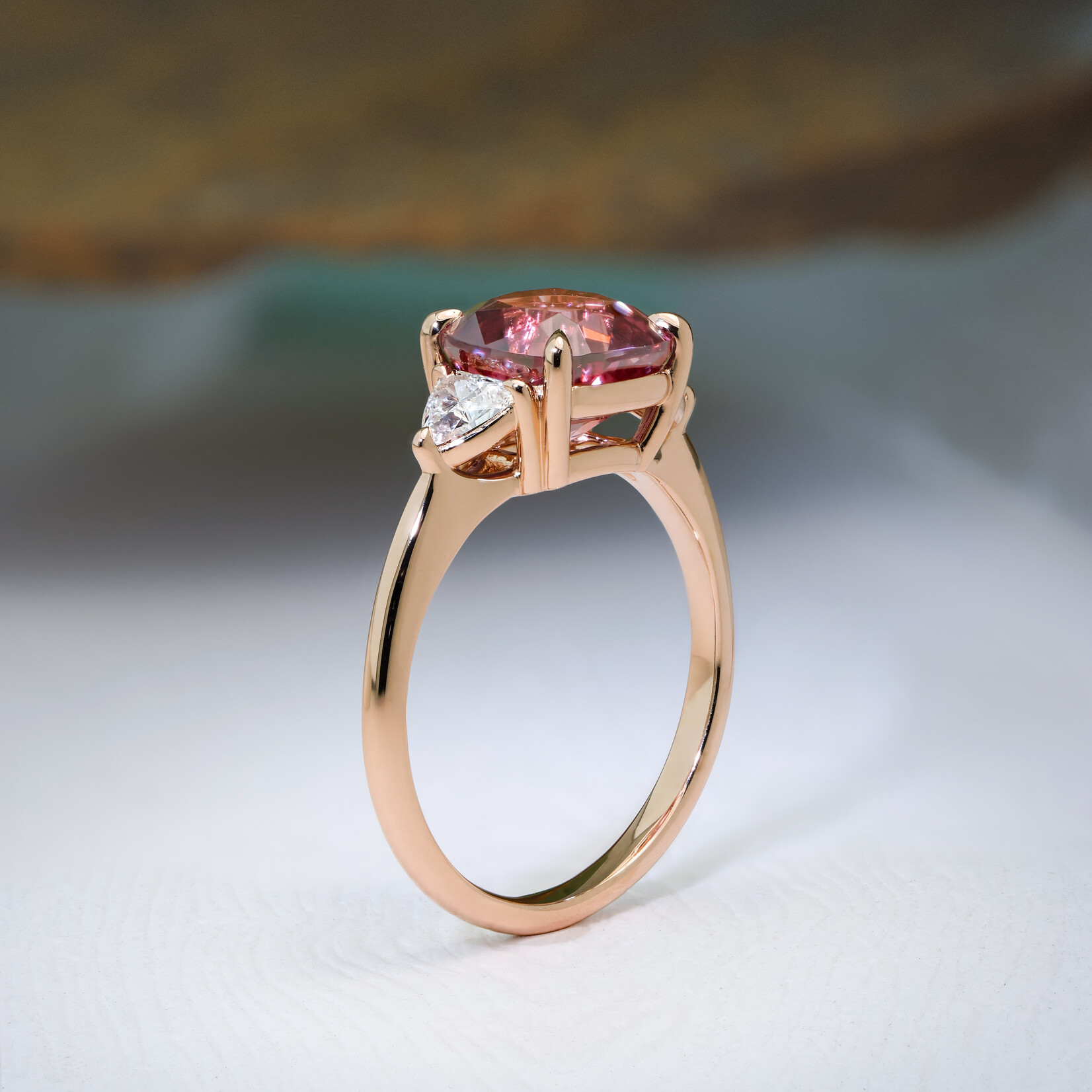 Baxter Moerman Penelope Ring with Malaya Garnet and Trillion Diamond