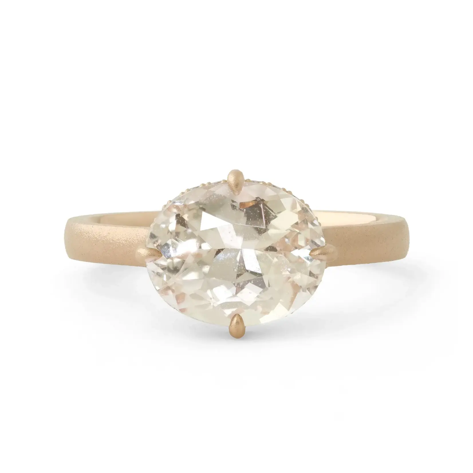 Baxter Moerman Gwen Ring Peach Sapphire and Hidden Halo