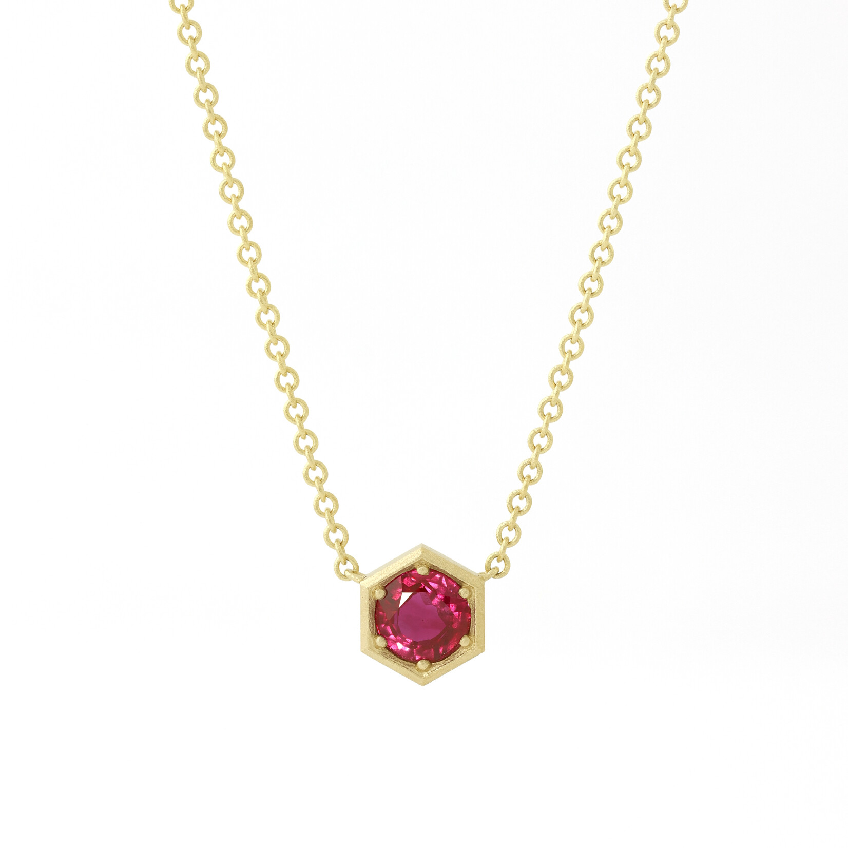 Baxter Moerman Hex Solitaire Necklace with Ruby
