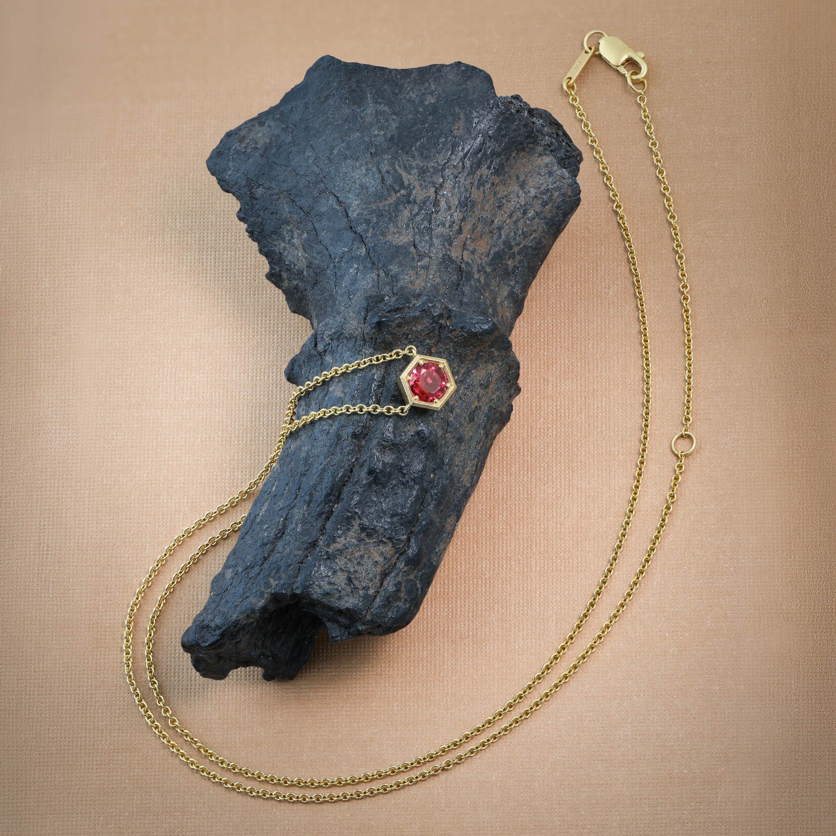 Baxter Moerman Hex Solitaire Necklace with Ruby