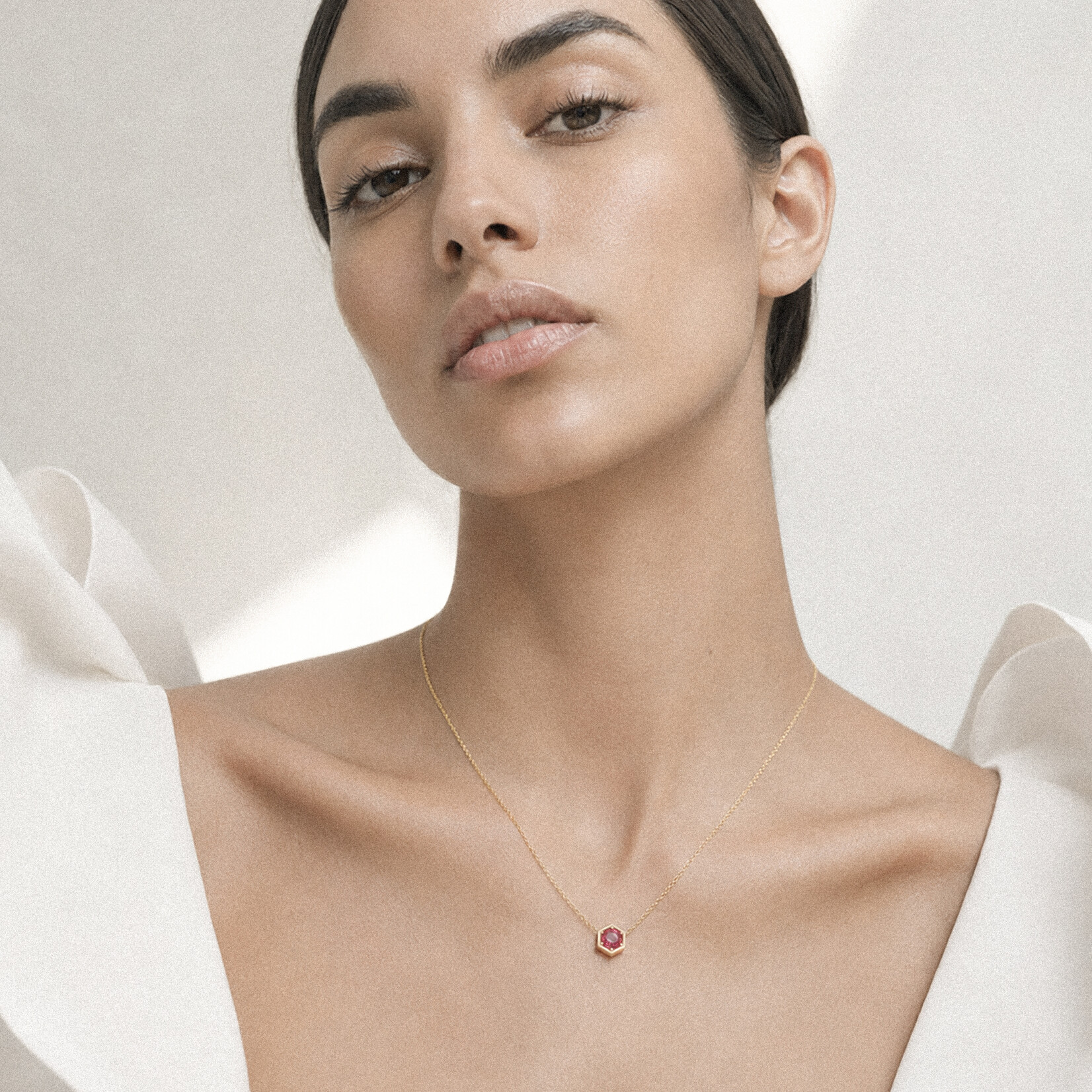 Baxter Moerman Hex Solitaire Necklace with Ruby