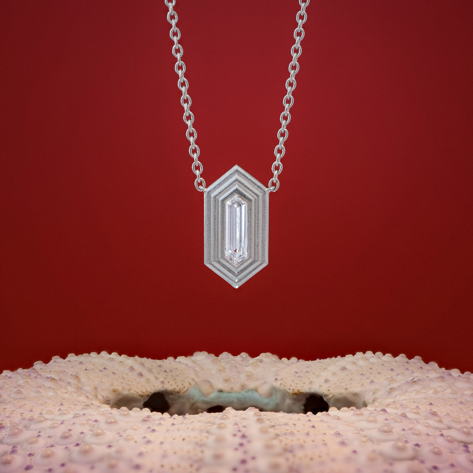 Baxter Moerman Ripple Necklace with Long Hex Diamond