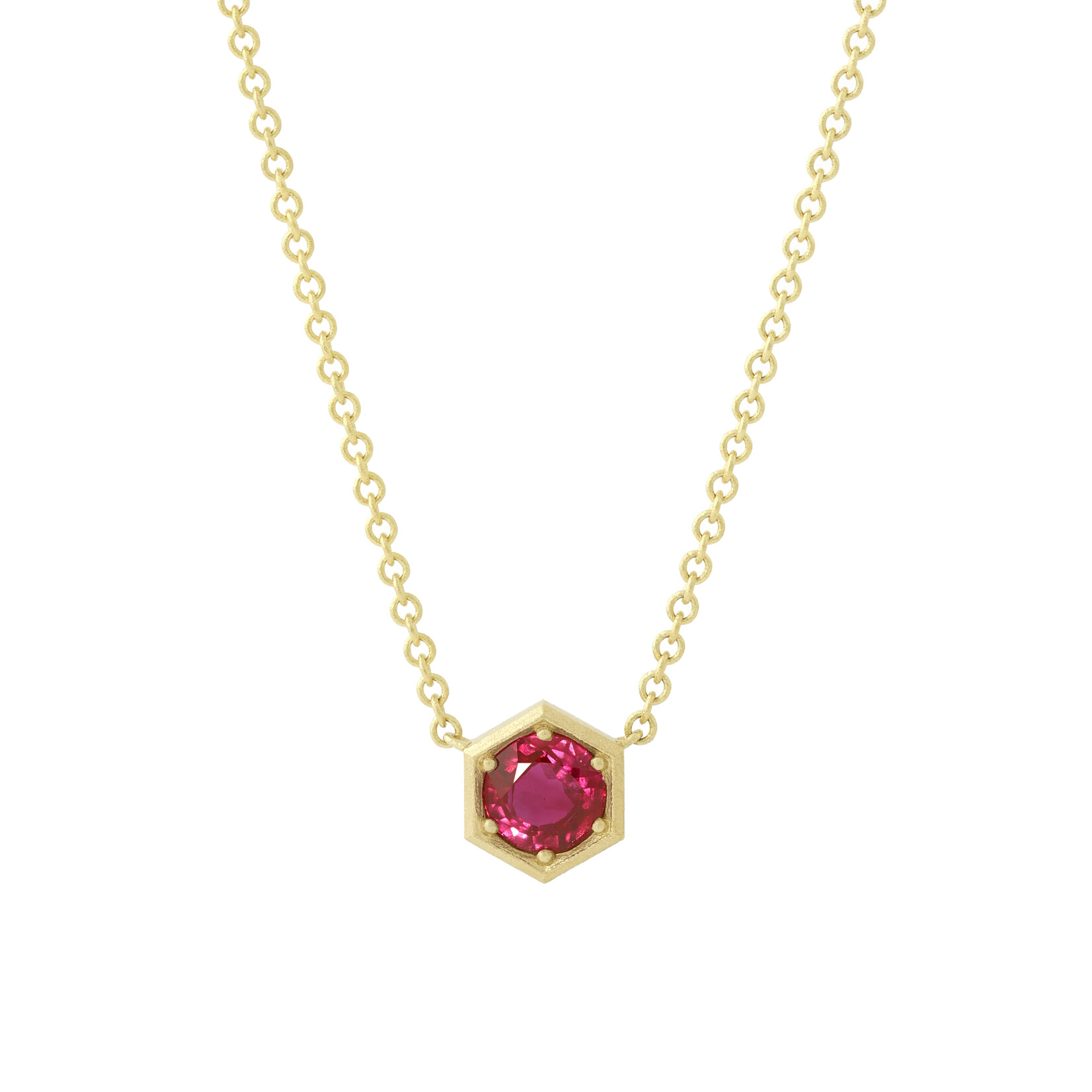 Baxter Moerman Hex Solitaire Necklace with Ruby