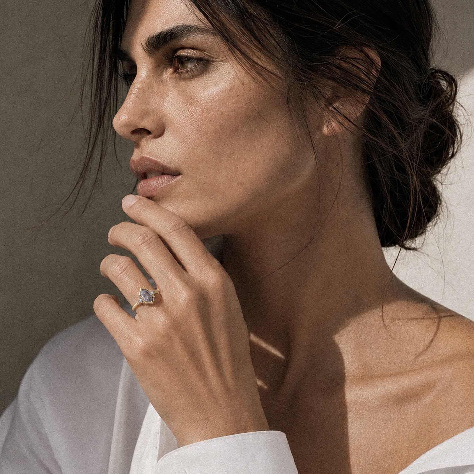 Baxter Moerman Maddie Ring with Salt & Pepper Hex Diamond