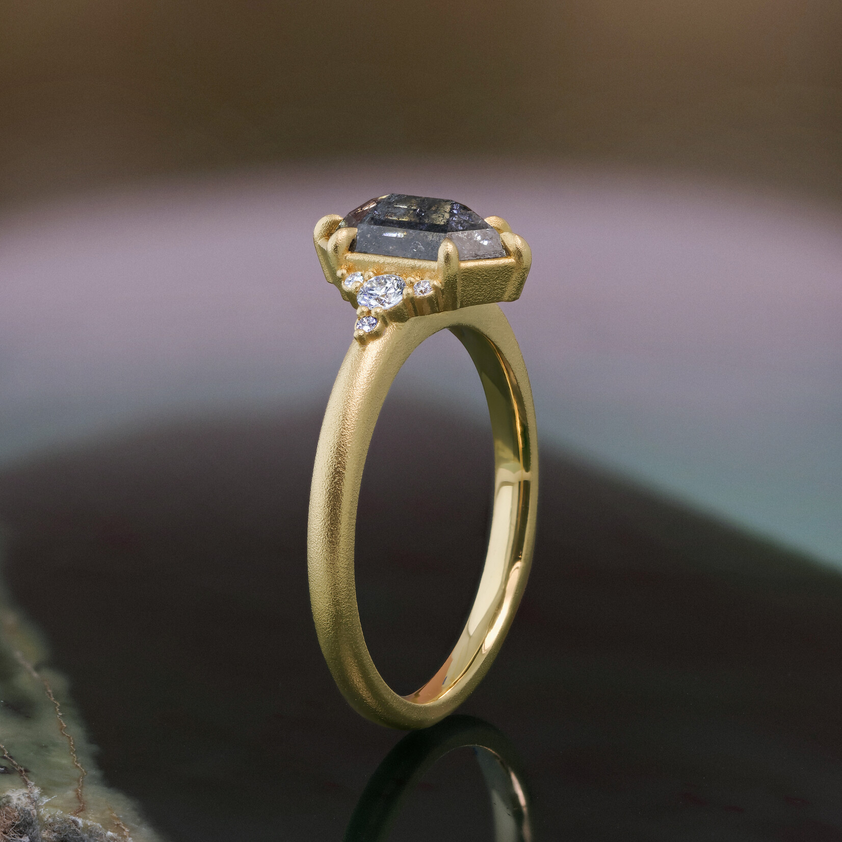 Baxter Moerman Maddie Ring with Salt & Pepper Hex Diamond