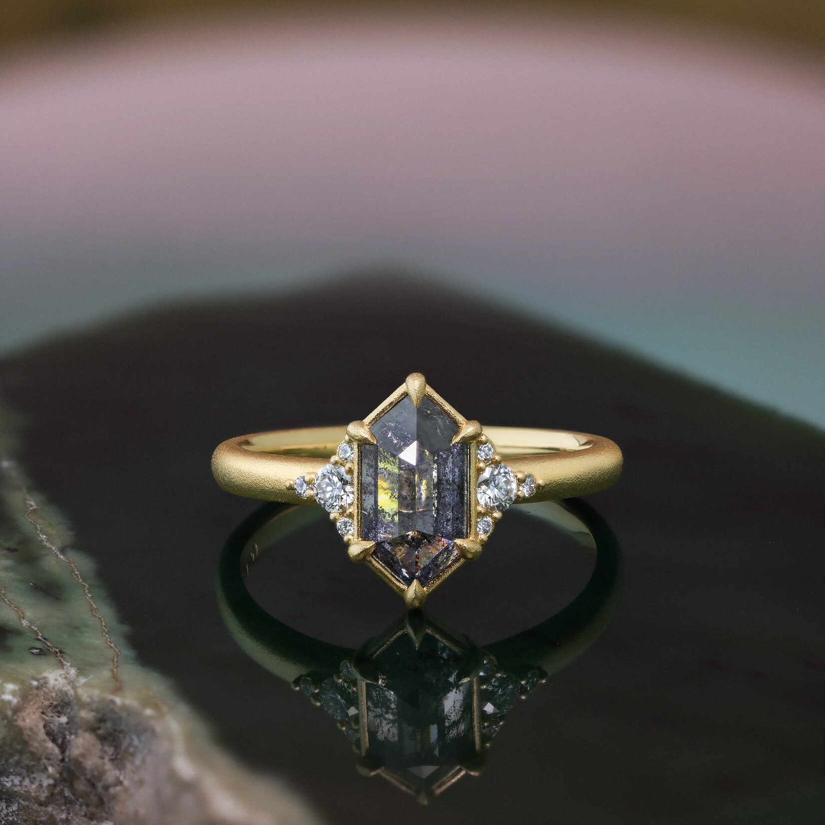 Baxter Moerman Maddie Ring with Salt & Pepper Hex Diamond