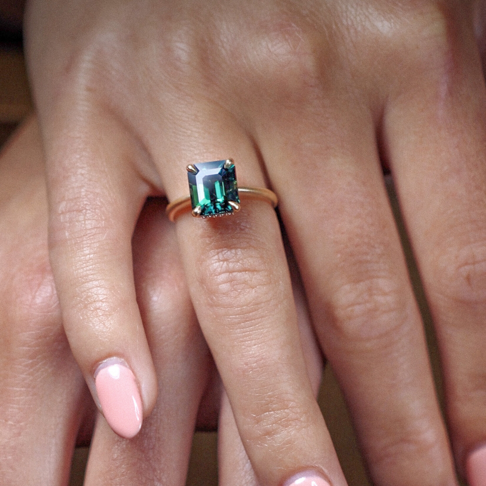 Baxter Moerman 5.05ct Madagascar Teal Sapphire Ring — Aiko